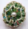 VENDOME Green & Blue Crystal Beaded Brooch