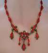 Czech Deco Red Glass Drop Necklace