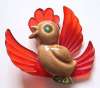 Elzac Ceramic & Red Lucite Chick Pin