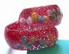 RED Confetti & Seashell Lucite Clamper Bracelet