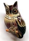 Painted Wood TAKAHASHI Owl Pin