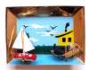 Vintage 3-D Sailboat Scene Shadowbox Pin