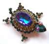 JULIANA D&E Figural Turtle Brooch ~ Green & Watermelon Hues