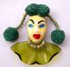 Elzac California Pottery Pompom Girl Face w/ Lucite