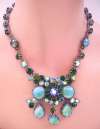 Vintage Austrian Green Glass & Rhinestone Necklace ~ Schoffel ?