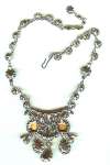 Vintage Austrian Green Glass & Rhinestone Necklace ~ Schoffel ?