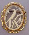 French Cutout Celluloid Pin ~ Woodpecker Bird Theme