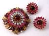 Austrian Pink Purple Clear Rhinestone Brooch Set