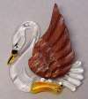 Carved Lucite & Wood Figural Swan Pin