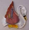 Carved Lucite & Wood Figural Swan Pin