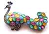1930's Pastel Glass Cabachon Peacock Bird Brooch