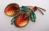 Austrian Glass Yellow & Orange Strawberries Fruit Pin