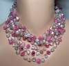LANGANI Pink & Clear Glass Bead Bib Necklace
