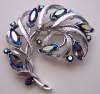 LISNER Silvertone & Blue Iridescent Rhinestone Pin