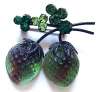 Austrian Green Glass Berries Fruit Pin ~ Japanned