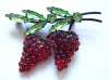 Austrian Red Glass Grapes Fruit Pin ~ Japanned