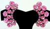 Vintage Pink Rhinestone Crescent Clip Earrings