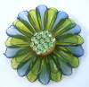 Lucite Resin  Daisy Flower Pin ~ Purple/Green