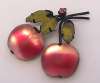 Austrian Pink Givre Glass Fruit Pin ~ Japanned