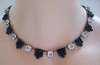 Czech Art Deco Black Step Glass & Crystal Necklace