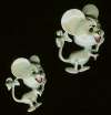 Pair of Figural White Enameled Mouse Mice Pins