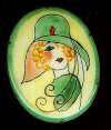 Hand Painted Ceramic Deco Flapper Pin