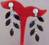 Dauplaise Dangle Black Glass & Clear Rhinestone Earrings