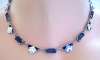 Art Deco Chrome, Enamel & Blue Glass Necklace