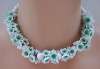 White & Green Glass Flower Cluster Necklace