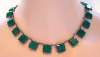 Czech Deco Green Chryosprase Glass Squares Necklace