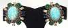Schreiner Clip Earrings ~ Faux Turquoise, Green & Blue Stones