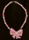 FLYING COLORS Pink Ceramic Bow Necklace