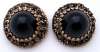 SCHREINER NEW YORK Black Glass Domed Clip Earrings