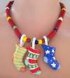 FLYING COLORS Ceramic Christmas Stocking Necklace