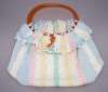Vintage Pastel Woven Purse ~ Applejuice Lucite Handles ~ Jo Hagewood Bags