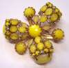 SCHREINER Yellow Art Glass Brooch