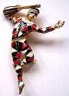 Figural Enameled Pin ~ Harlequin Troubadour/Minstrel