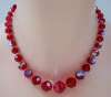 Vintage  Red Austrian Crystal Bead Grand Parure ~ Necklace, Bracelet, Brooch & Earrings