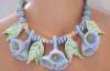 RUBY Z / BEAN FINNERAN Ceramic Bluebells & Leaves Necklace