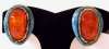 Andree Bazot Orange & Blue Enamel Earrings