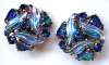 SCHIAPARELLI Iridescent Peacock Blue Glass Earrings