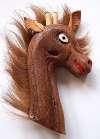 1940s Carved Wood & Leather Giraffe Head Pin