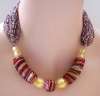 SALVIATI Italian Burgundy &  Gold Colored Art Glass Necklace