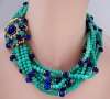 Bijoux Couture ! Runway 8-Strand Faux Jade and Lapis Glass Bead Necklace