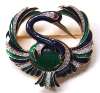 D'ORLAN Enamel & Rhinestone Stylized Phoenix Brooch
