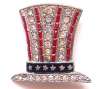 1940s Pot Metal, Enamel & Rhinestone Uncle Sam's Hat