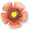 ENID COLLINS Peach Colored Papier Mache Flower Pin Brooch