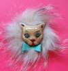 Adorable 1940s ELZAC Ceramic & Fur LION Face Pin