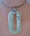 Modernist Marbled Sea Green & White Lucite Pendant Necklace