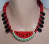 FLYING COLORS Ceramic Watermelon Necklace & Earring Set